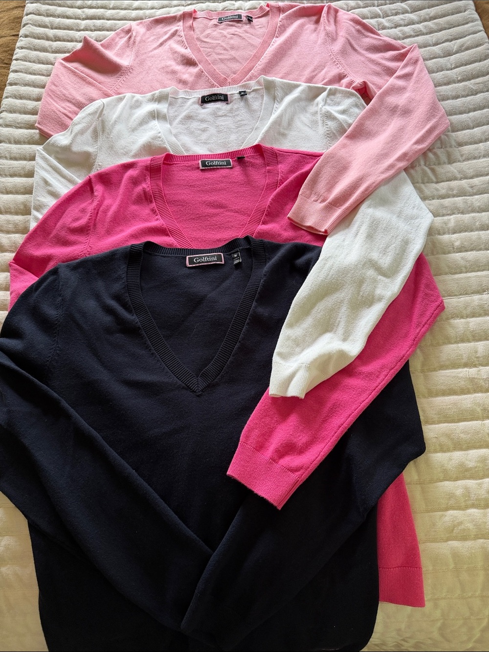 GOLFINI Women's V-Neck Sweater - Black, Hot Pink, White, Light Pink